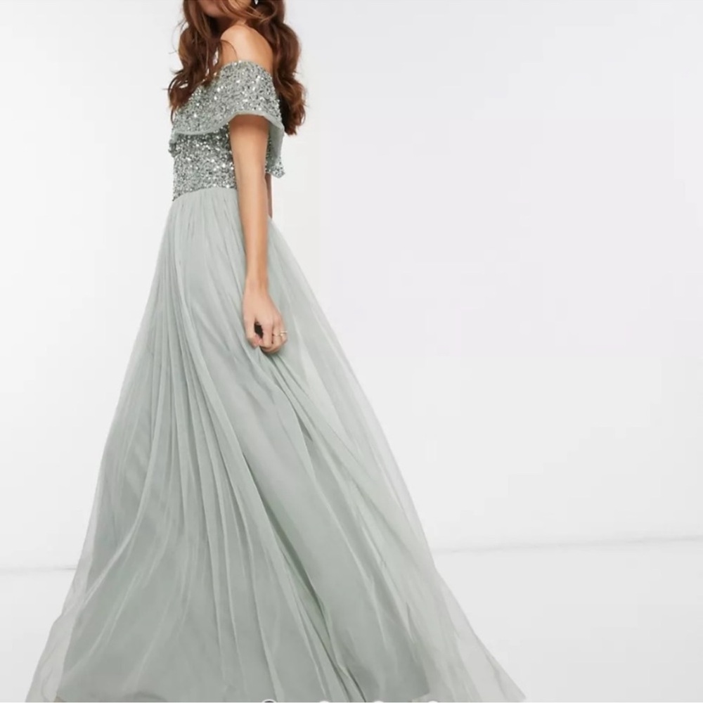 ASOS Maya Deluxe Maxi Tulle Off the Shoulder Formal Dress